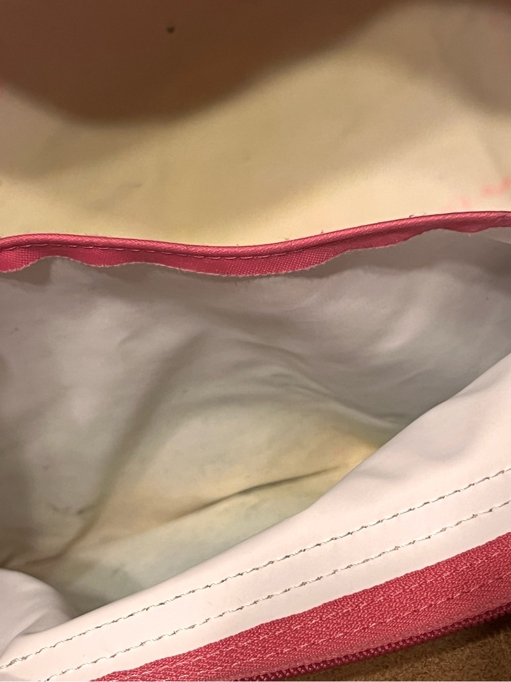 Longchamp Pink Nylon Tote with Brown Leather Trim - Picture 14 of 17